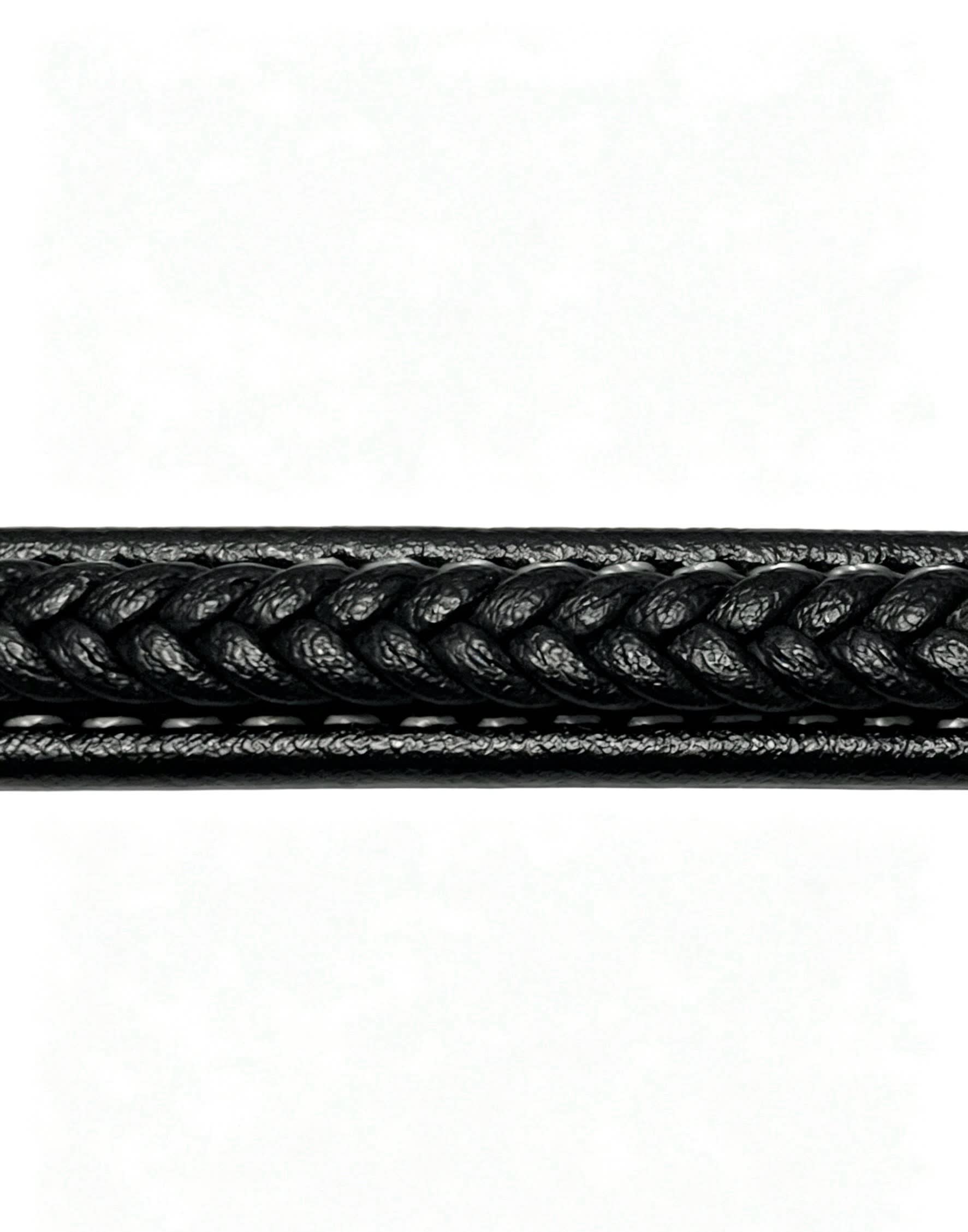Chrome Hearts Black Leather Bracelet with Cross Clasp